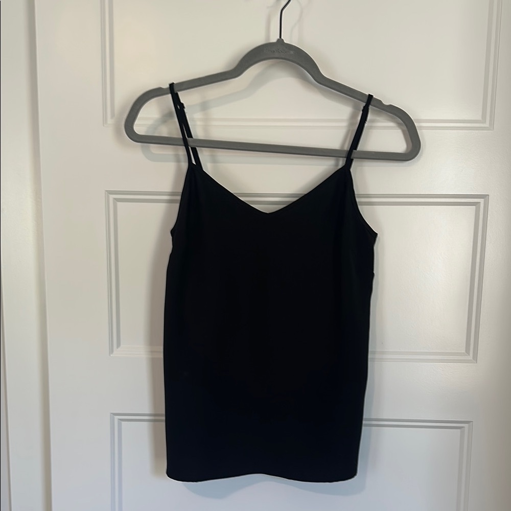 Fitted Black Camisole Top with Spaghetti Straps